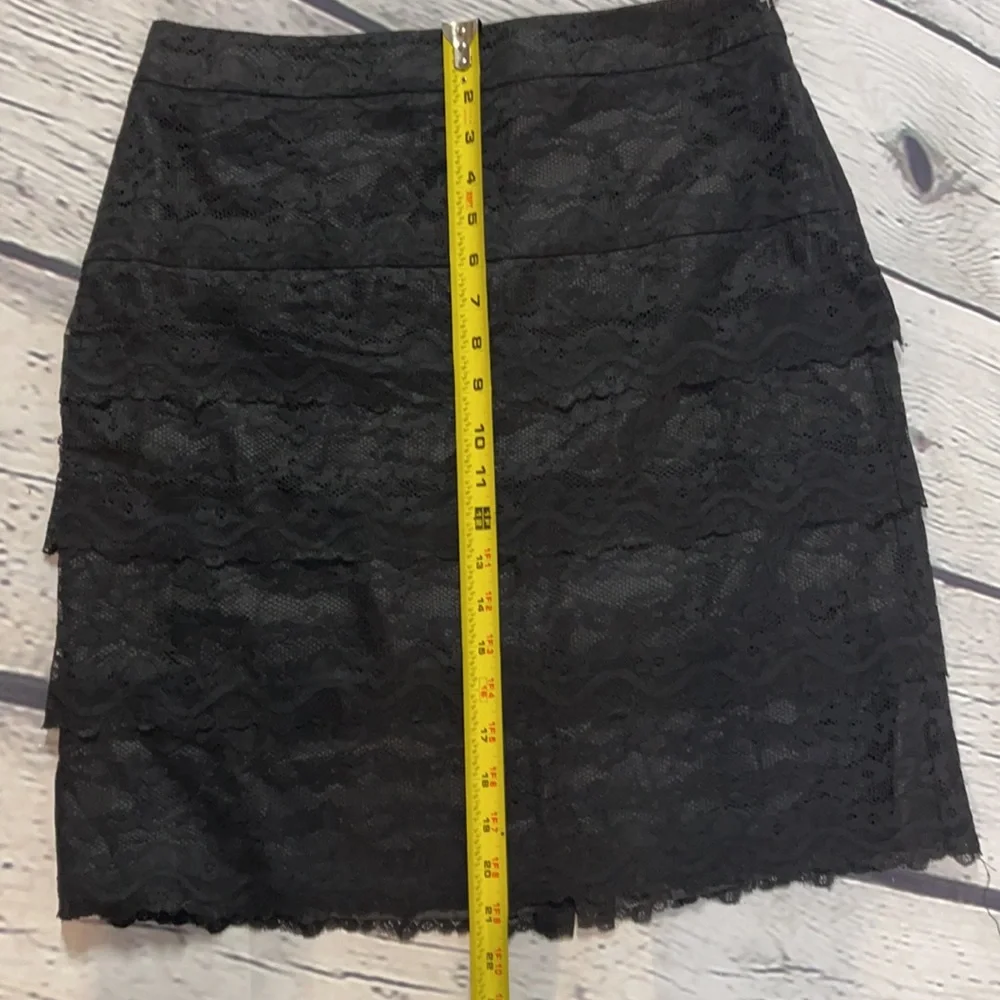 Sharagano Black Lace Tiered Skirt-8